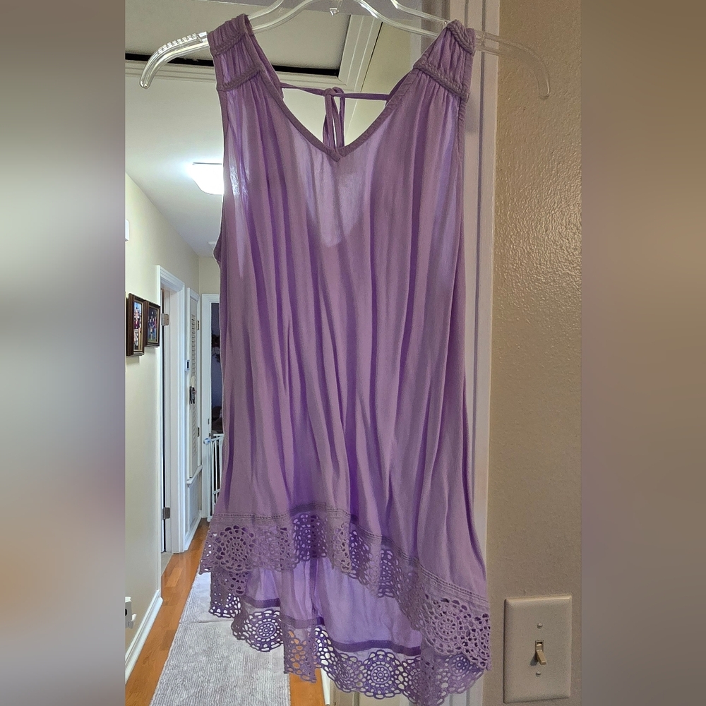 Maurices Lavender Chemise with Lace Trim and Silky Fabric